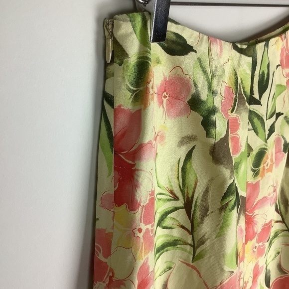 Peck & Peck Linen Silk Floral Skirt Sz 6 - Picture 7 of 11